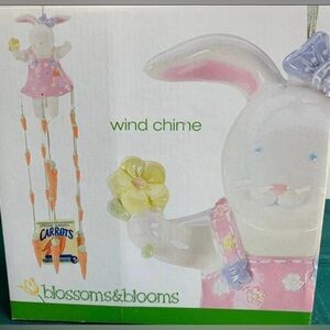 Vintage Blossoms and Blooms Easter ceramic Bunny wind chime
